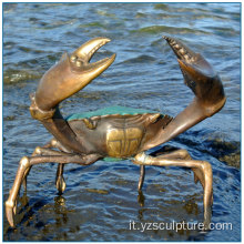 Decorazione Seaside Seal Life Grande statua di granchio d&#39;ottone